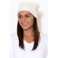 Tullah White Pom Pom Beanie