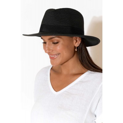 Black Wide Brim Travel Fedora