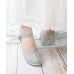 Splicing Green Embroideried Oriental  Buckle Strap Wedge High Wedge Heels Shoes